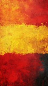 Molten sunrise bands blaze across roughened abstract horizons.