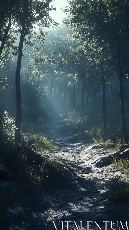 Volumetric Forest Pathway with Atmospheric Light Penetration