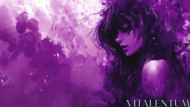 Violet portrait study in expressive digital ink textures.