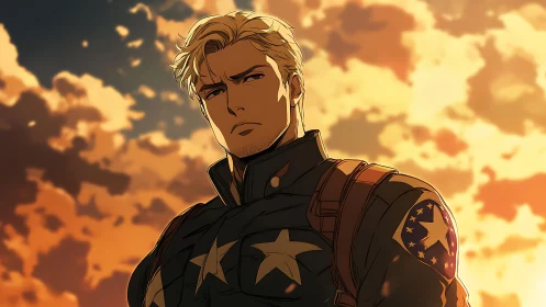 Golden hour guardian gazing toward tomorrow’s sky.