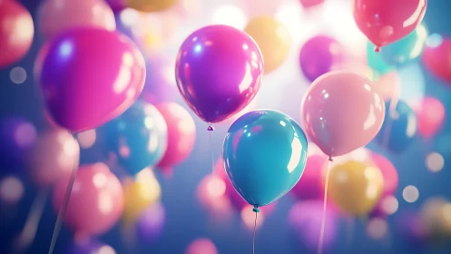 Iridescent Gradient Balloons with Chromatic Depth-of-Field Bokeh Rendering