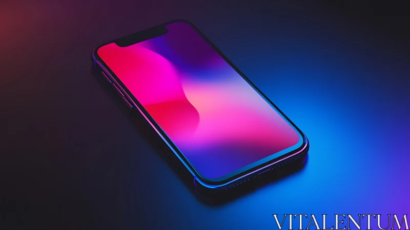 Modern smartphone with vibrant gradient display on dark surface