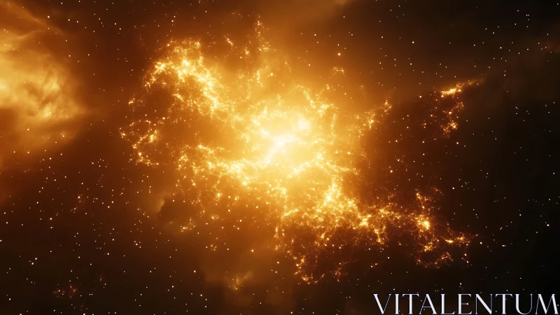 Stellar firestorm erupts in a golden nebula of newborn stars