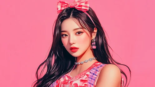 Pink Reverie: Modern Muse Radiates Gingham Glamour and Glow