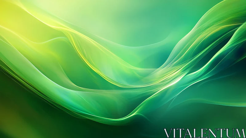 Layered translucent waveforms render luminous green gradients