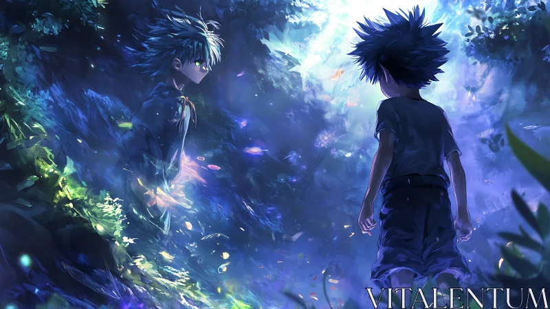 Forest reflections argue quietly between light and shadow