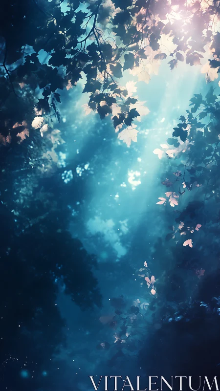 Enchanted canopy where moonlit leaves drink drifting starlight.