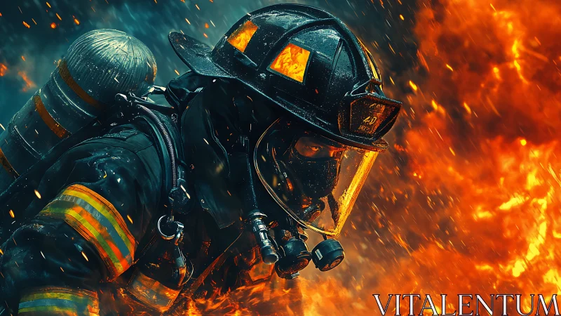 Firefighters operating in intense fire environment with high heat exposure