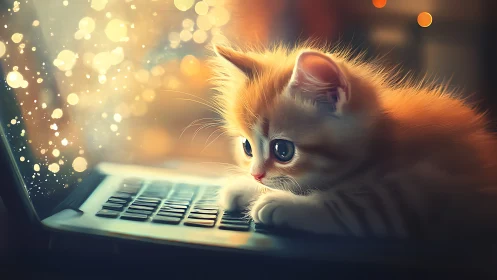 Curious Kitten Discovers the Glowing Screen