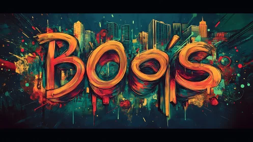 Vibrant 3D graffiti typography merges with dynamic city skyline