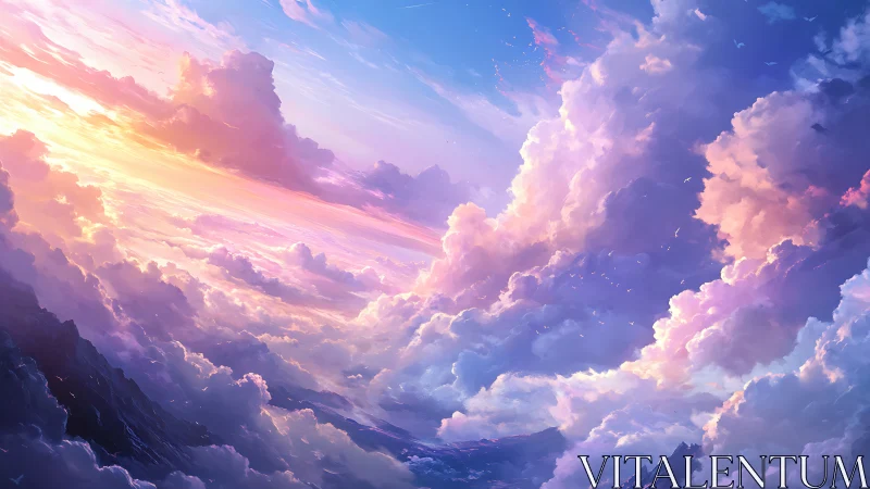 Cotton-candy stormfront over whispered sapphire mountains.