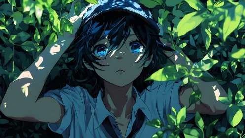 Blue‑eyed daydream lingers quietly beneath sunlit leaves