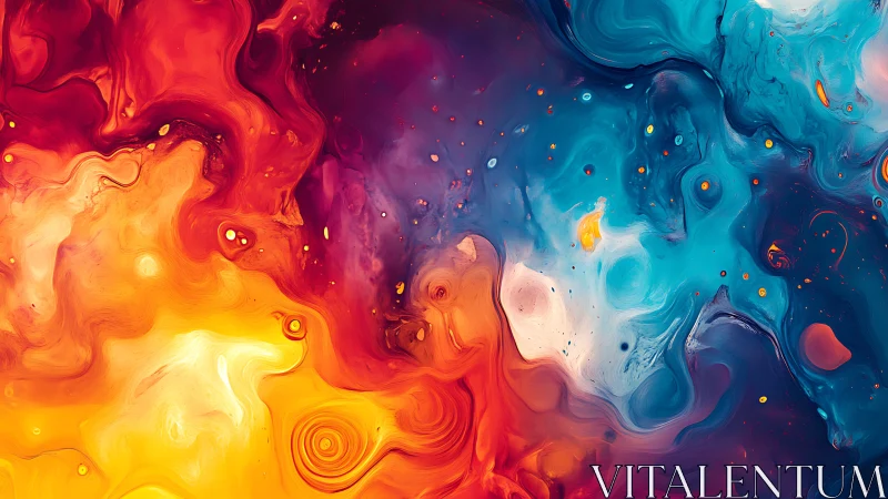 Vibrant fluid nebula blends fiery orange with deep teal space