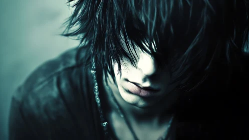 Soft neon shadows around a quietly brooding dreamer.