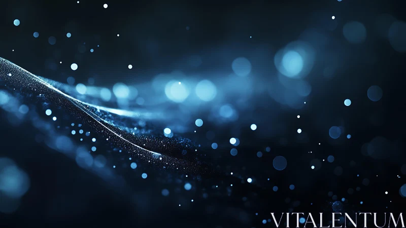 Abstract blue light waves and glowing particles in dark digital art.