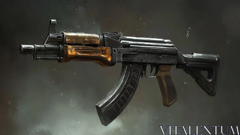 Military Rifle with Amber Magazine - 3D Rendered Assault Weapon