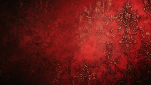 Deep red ornamental texture invites rich, dramatic storytelling