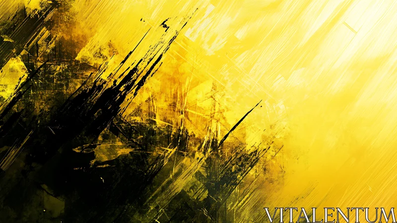 Sunburst fractures leap through molten strokes of yellow