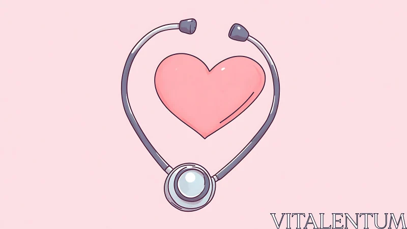 Stethoscope Cradles Heart in Tender Medical Embrace