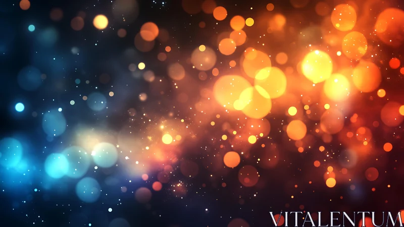 Vibrant bokeh lights in blue and orange abstract digital art.