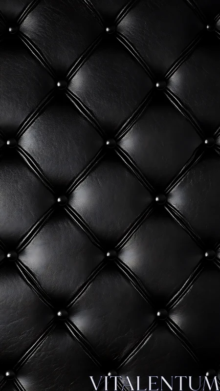 Black tufted leather upholstery with diamond pattern texture.