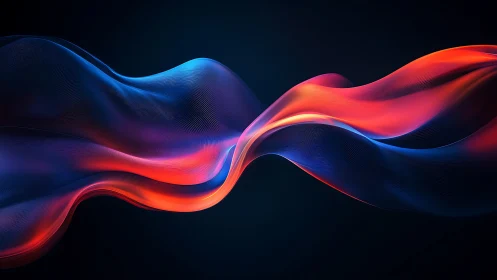 Colorful light waves flow across dark background in motion