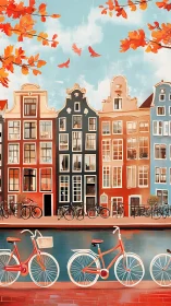 Amsterdam Canal Street with Historic Facades and Bicycles