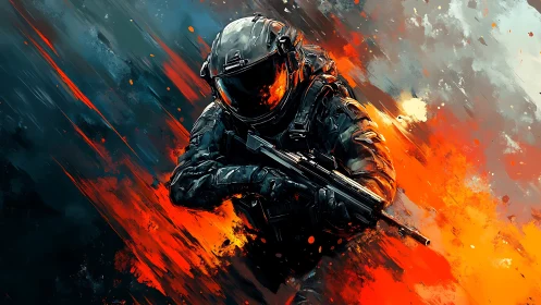 Emberborn commando racing through molten battlestorm.