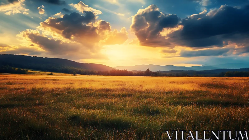 Sunset braids gold across a dreaming mountain meadow