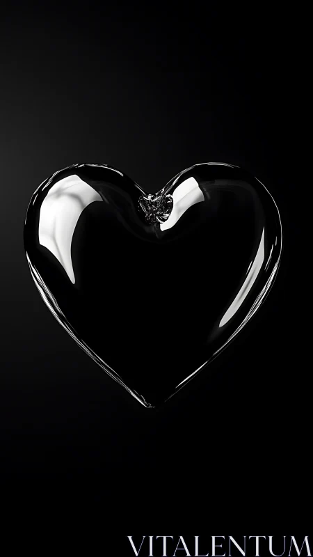 Glass Heart Sculpture Rendered Against Black Background