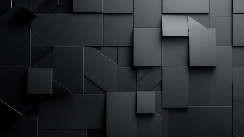 Quiet black geometric panels create a calm modern rhythm