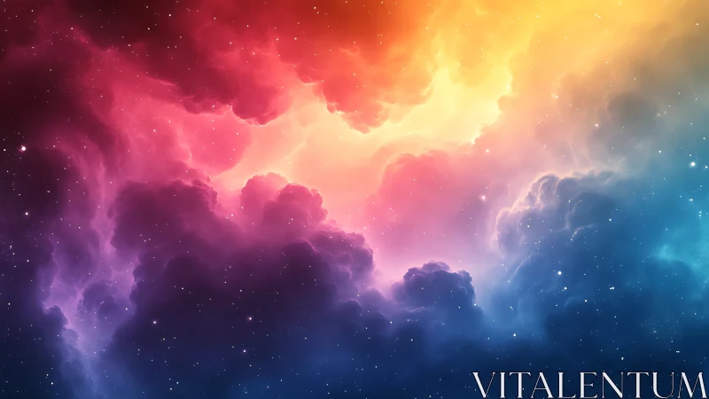 Colorful nebula cloudscape in deep outer space artwork.