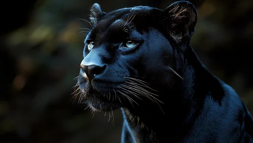 Black Panther Portrait with Luminous Blue Eyes