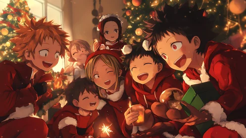 Joyful friends share cozy Christmas magic together tonight