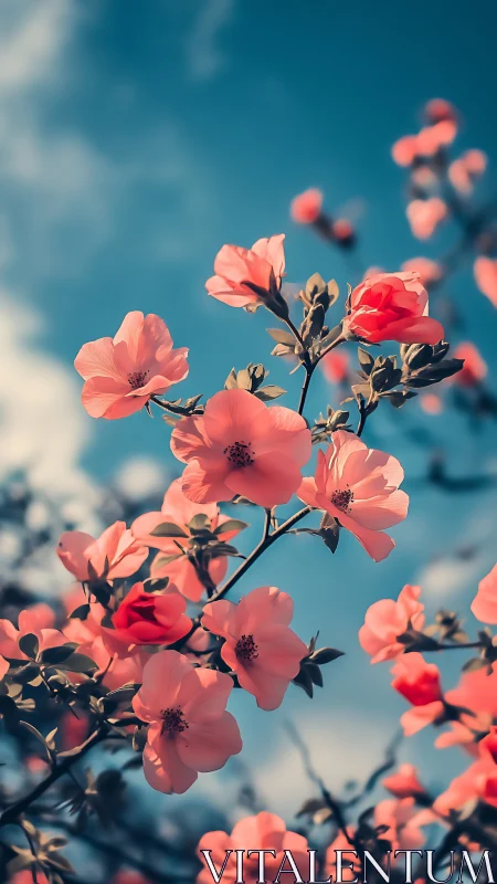 Coral Flowers Luminous Against Azure Sky