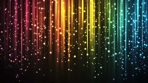 Vertical spectrum lines with suspended bokeh light particles.
