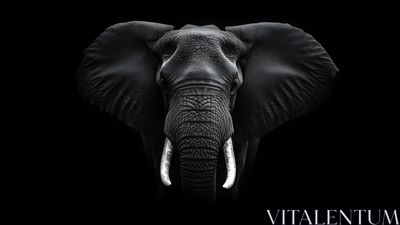 Majestic elephant portrait glowing from deep shadowed calm.