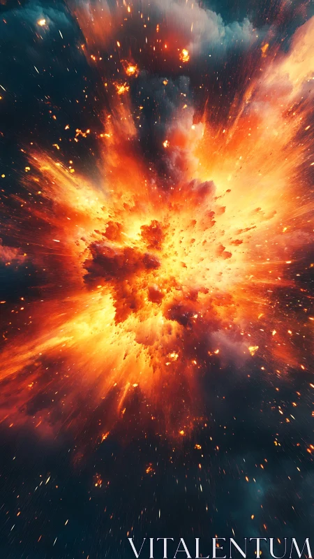 Stellar nebula detonation with radial debris and plasma jets