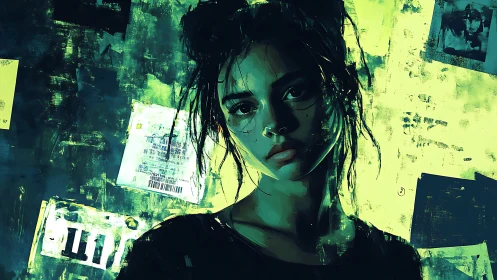 Moody teal portrait of a girl lost in quiet reflection.