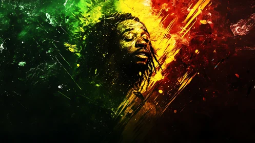 Reggae spirit erupts as paint-slashed flames of red, gold, green