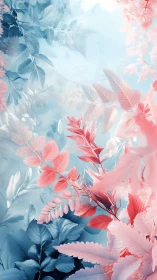 Coral & Sky Whispers: Botanical Dreamscape in Dual Hues.