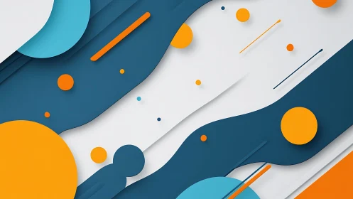 Abstract geometric background with blue and orange shapes, modern style.