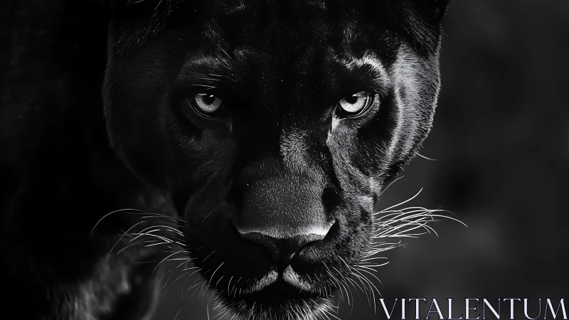 Piercing Gaze: Black and White Feline Portrait.