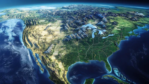 North America rendered in vivid 3D satellite-style relief.