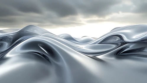 Liquid chrome dunes under a brooding electric skyline.