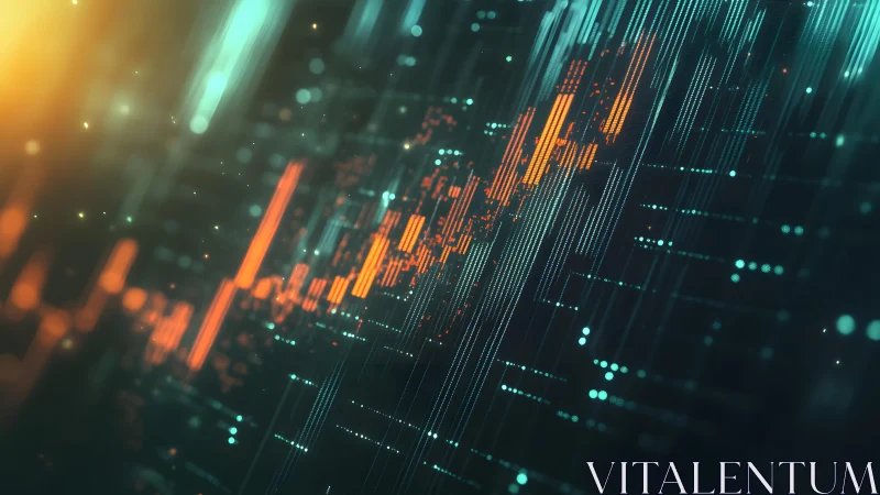 Abstract digital financial chart with glowing orange lines and futuristic style.