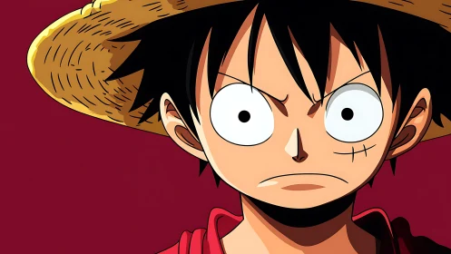 Straw hat anime hero with bold cel-shaded portrait lighting.