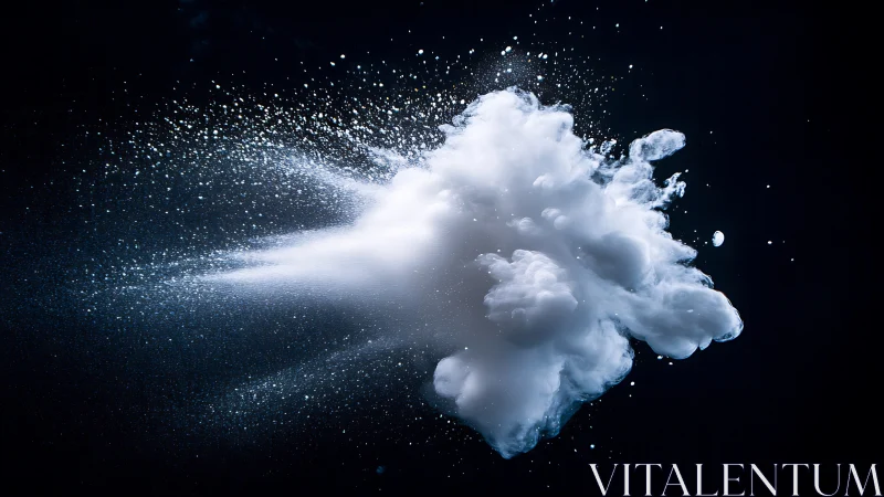 Dreamy cloudburst drifting through a midnight sky.