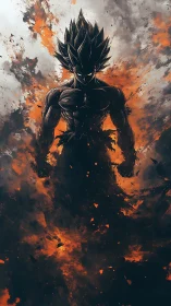 Stormborn warrior ascending through molten dusk firestorm.