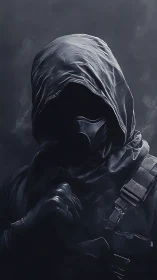 Storm-wreathed sentinel waits, cloaked in midnight armor